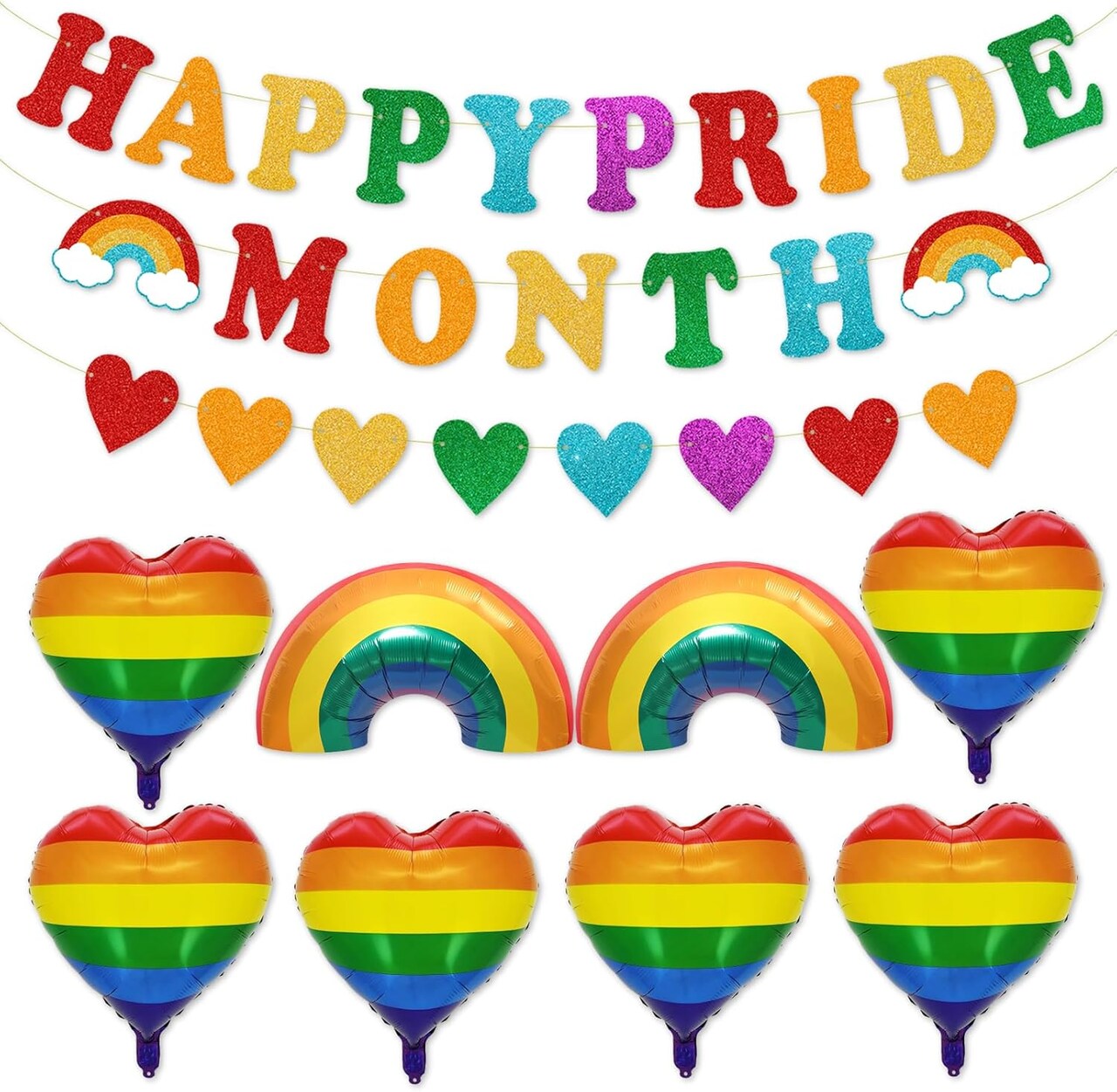 Pride Month Decorations Kit - Banner, Heart Balloons Party Supplies